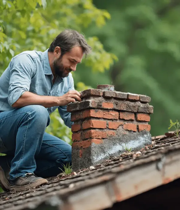 Chimney Cleaning Service in Portland, OR Portland chimney sweep performing professional chimney cleaning on residential rooftop