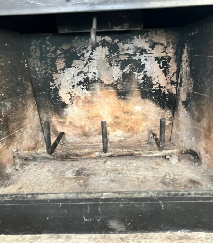 Chimney Sweep – after Cleaning Interior Flue in Portland Chimney sweep after